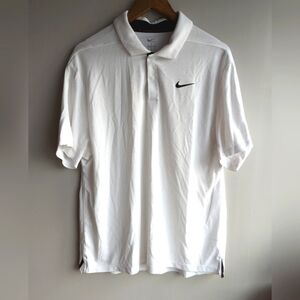 Nike Dri-Fit Tiger Woods Collection Mens White Golf Polo Shirt L Half Buttondown